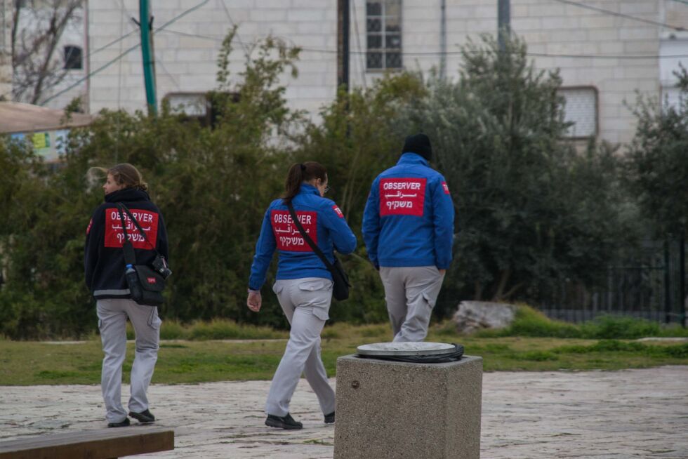 TIPH-medlemmer patruljerer i Hebron.
 Foto: TPS