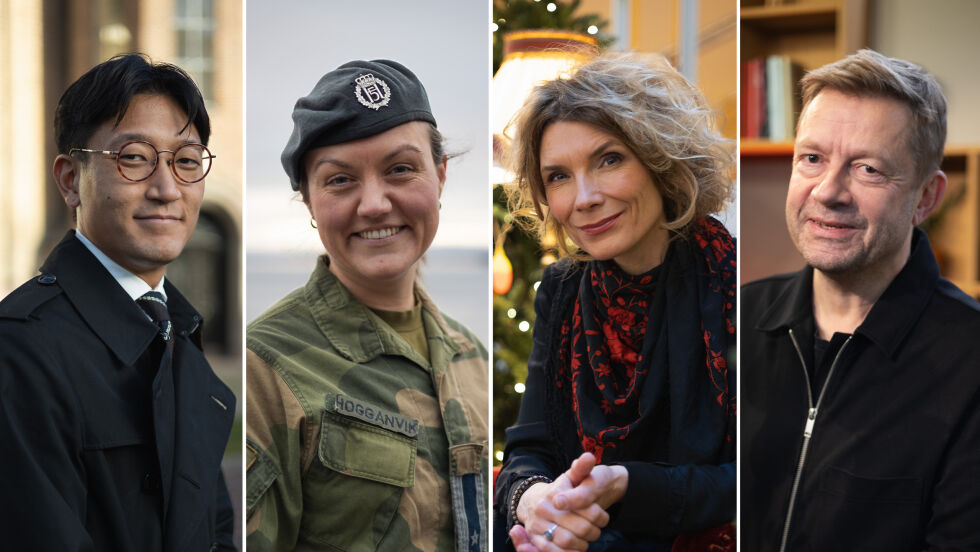 Danby Choi, Kristin Morken Hogganvik, Herborg Kråkevik og Bjarte Tjøstheim er blant de som formidler juleevangeliet i Den norske kirkes julevideo.
 Foto: Den norske kirke.