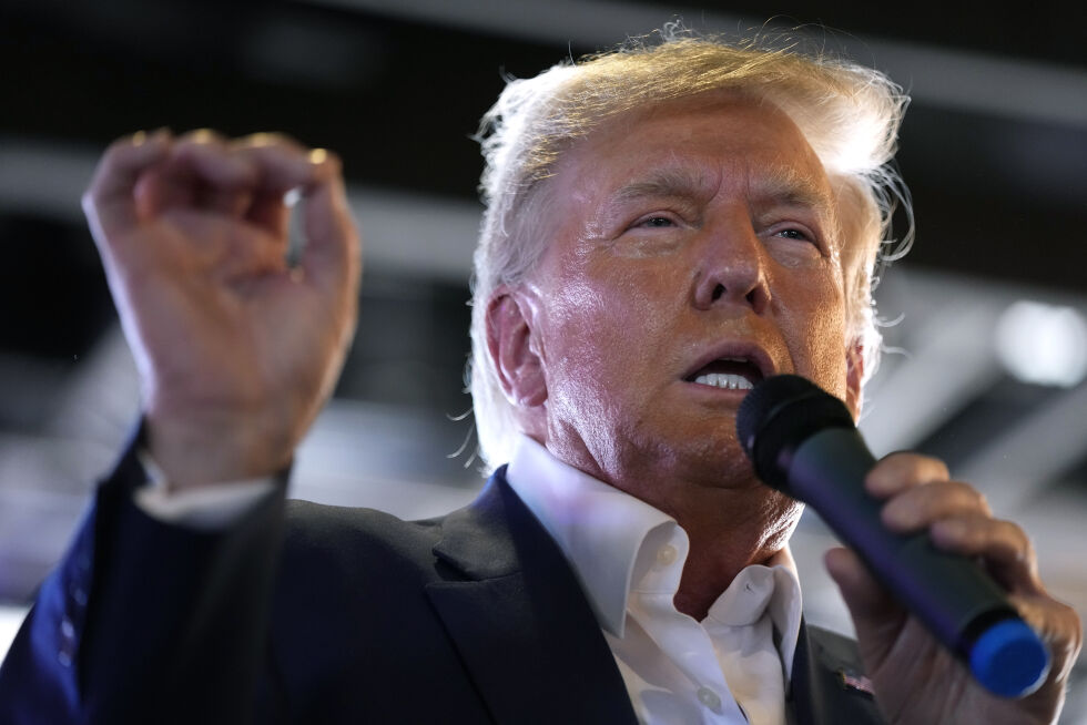 Donald Trump under en tale han holdt til sine tilhengere i Iowa 12. august.
 Foto: Charlie Neibergall / AP / NTB