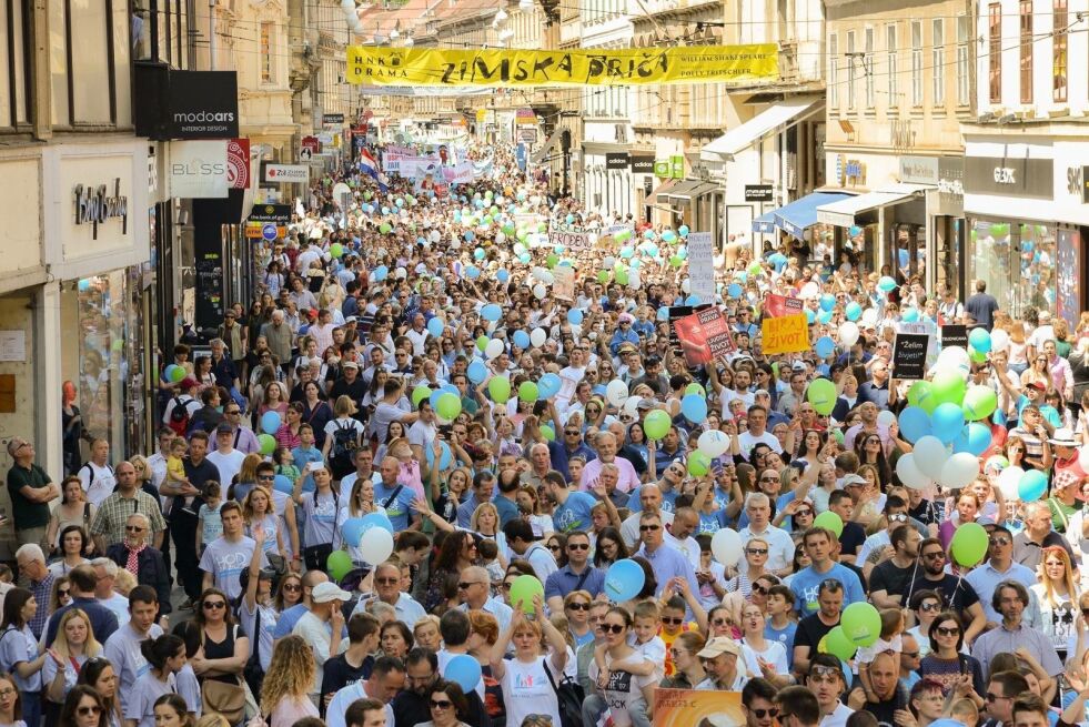 Over 20.000 mennesker marsjerte i Zagreb for det ufødte barnets rett til liv.
 Foto: Jan-Aage Torp