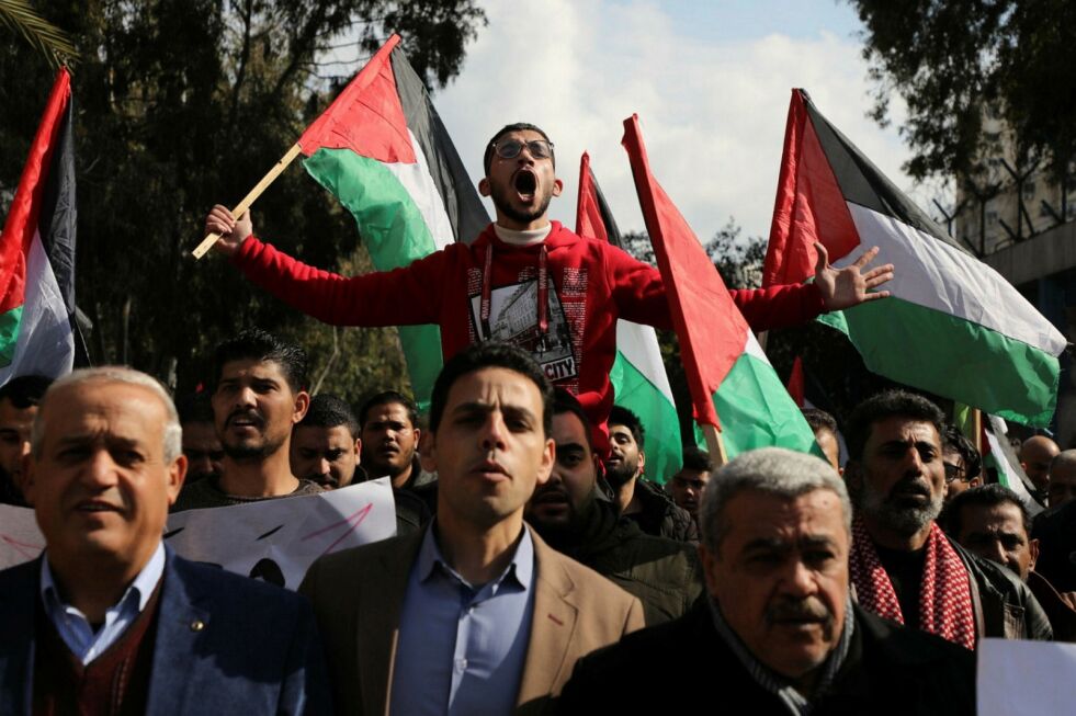 Demonstrasjoner mot Trumps fredsplan i Gaza-byen.
 Foto: Majdi Fathi/TPS