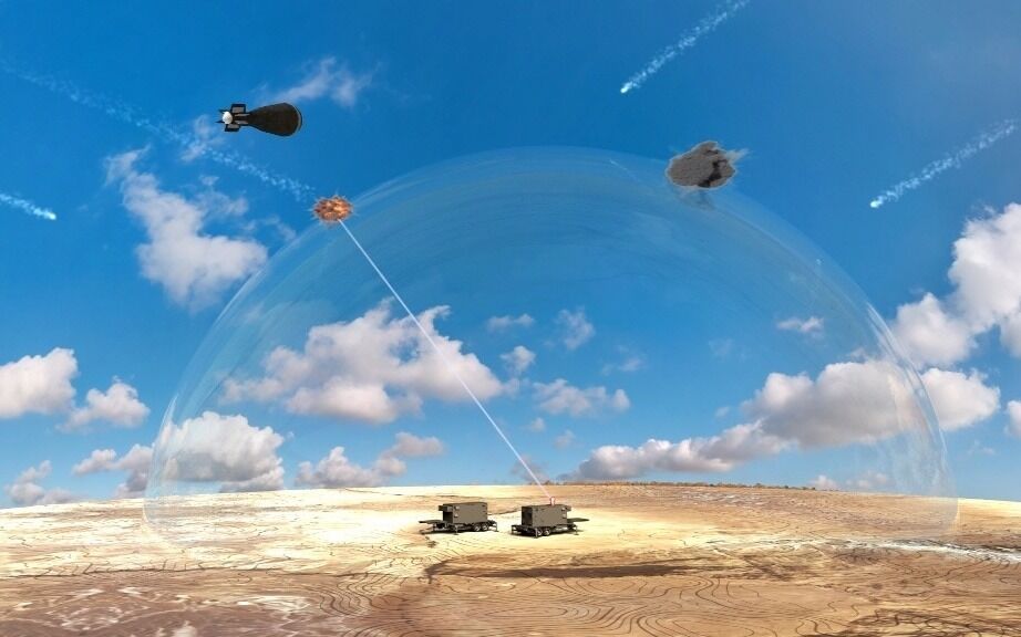 Illustrasjonsbilde av det planlagte laser-forsvarssystemet til Israel.
 Foto: MoD