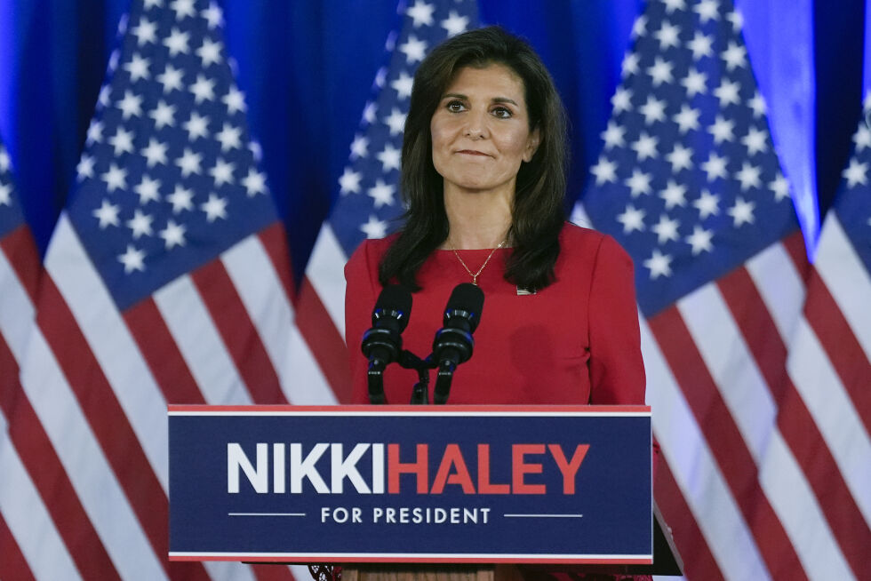 – Tiden er nå kommet for å avslutte min valgkamp, sa Nikki Haley i en tale onsdag i hjemstaten South Carolina.
 Foto: Chris Carlson / AP / NTB