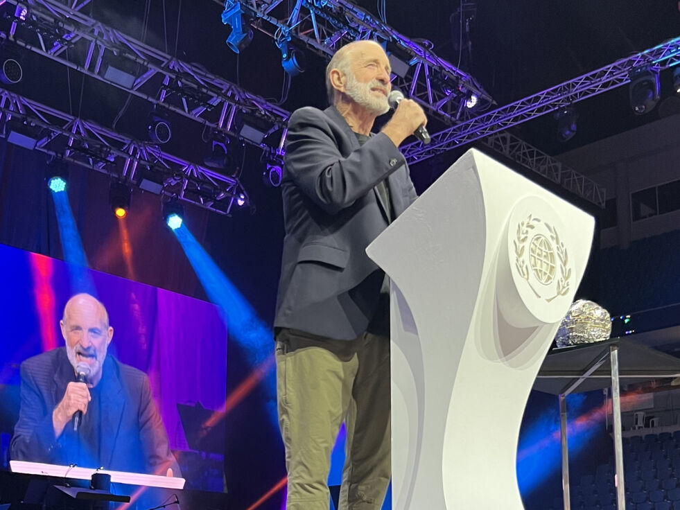 Lou Engle talte i Pais Arena under Løvhyttefesten om at Gud skal reise opp en ny nasireerbevegelse.
 Foto: Trine Overå Hansen