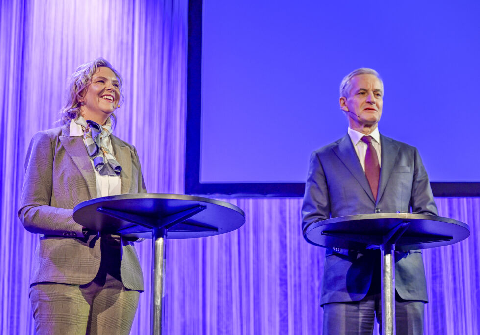 Statsminister Jonas Gahr Støre (Ap) og partileder Sylvi Listhaug (Frp) innledet valgåret 2025 med debatt og statsministerduell i Rogaland.
 Foto: Carina Johansen / NTB