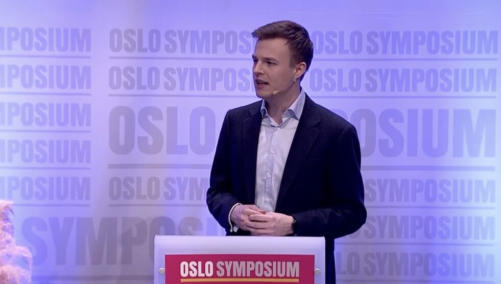 Hadle Rasmus Bjuland løftet frem familien og konservative verdier i sin tale.
 Foto: Skjermdump Youtube