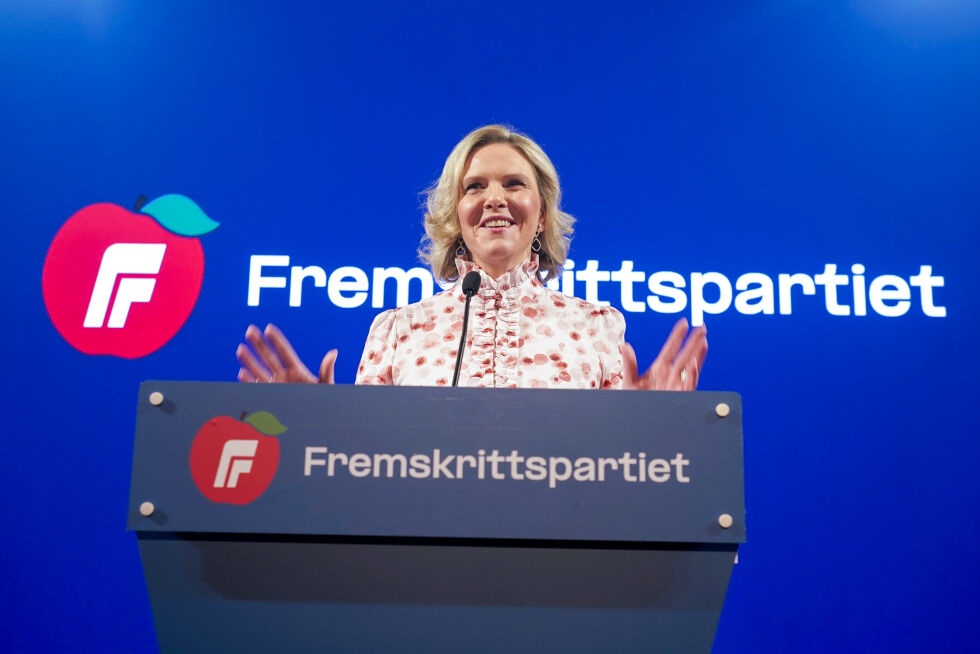 Frp-leder Sylvi Listhaug kan konstatere at partiet når nye høyder i oppslutning også på Norstats partimåling for NRK i desember.
 Foto: Terje Pedersen / NTB