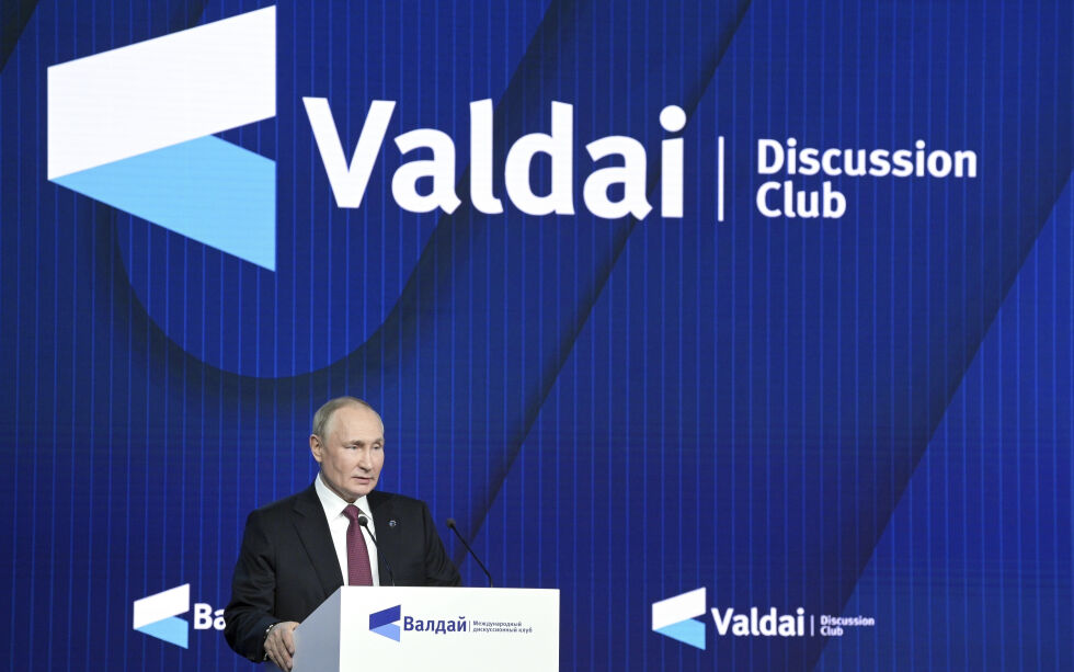 Russlands president Vladimir Putin taler på det 19. årlige Valdai International Discussion Club I Moskva. Illustrasjonsbilde.
 Foto: Sergei Karpukhin/AP/NTB