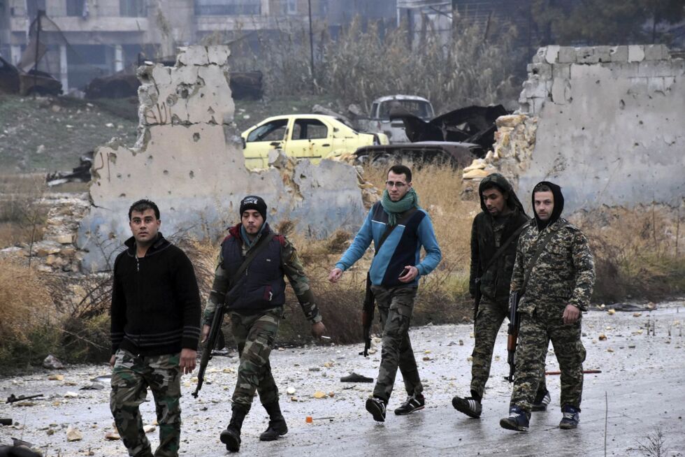 Syriske tropper i Aleppo 13. desember 2016.
 Foto: SANA via AP