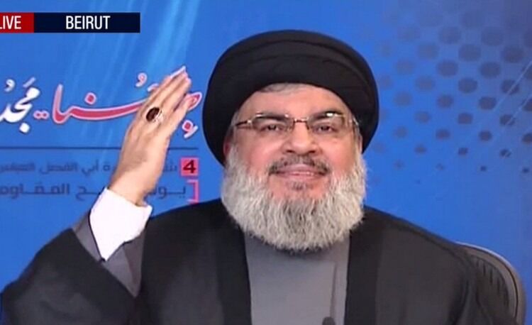 TRUER ISRAEL: Hizbollah-leder Hassan Nasrallah hisser til ny krig mellom Libanon og Israel. Foto: Skjermdump fra libanesisk tv.