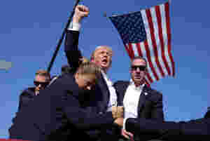 Donald Trump skutt og blør fra øret
