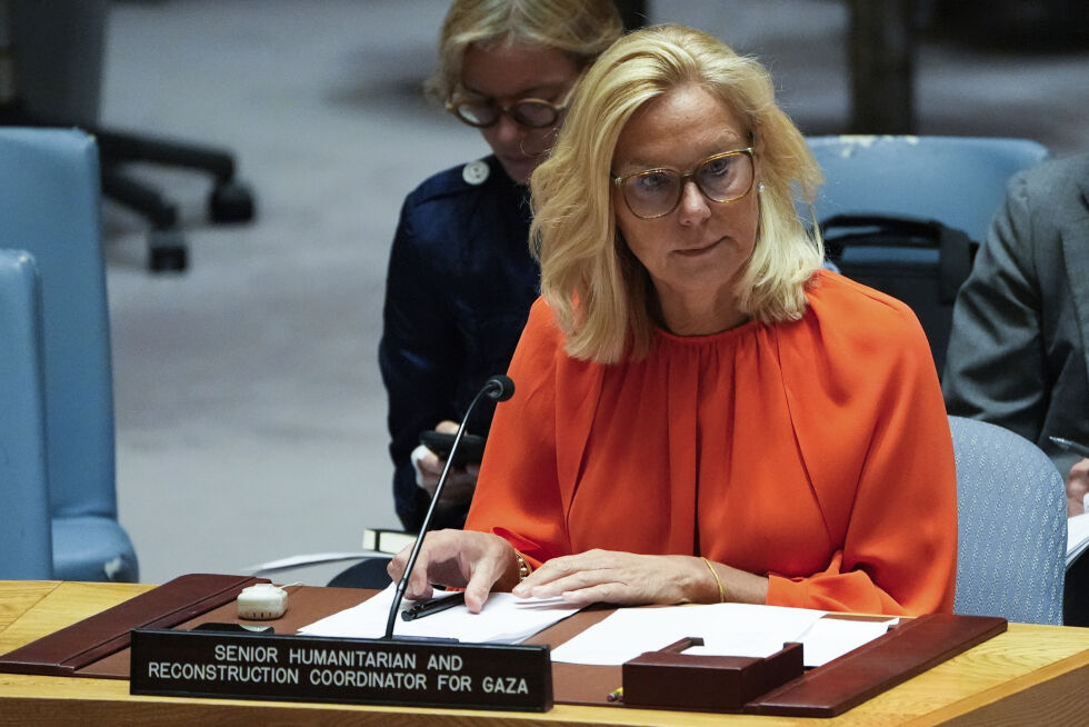 Sigrid Kaag under et sikkerhetsrådsmøte i FNs hovedkvarter, tirsdag 2. juli 2024.
 Foto: NTB/AP/Julia Nikhinson