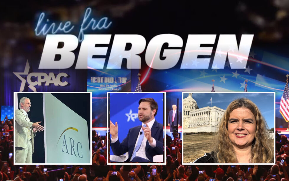 Tirsdag kveld kl. 22.00 på Visjon Norge er det spesialsending fra Washington i Live fra Bergen med mange innslag fra de to store konferansene CPAC i Washington DC og ARC i London. Du får blant annet se klipp fra Jordan Peterson, Douglas Murray, Ayaan Hirsi Ali m.fl. på ARC og visepresident JD Vance, president Donald Trump, og Elon Musk m.fl. på CPAC.
 Foto: Norge IDAG