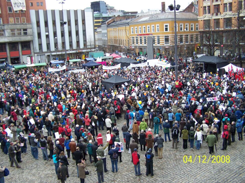 5.000 samlet seg til demonstrasjon i Oslo mot innføringen av kjønnsnøytral ekteskapslov.
 Foto: Tor-Bjørn Nordgaard