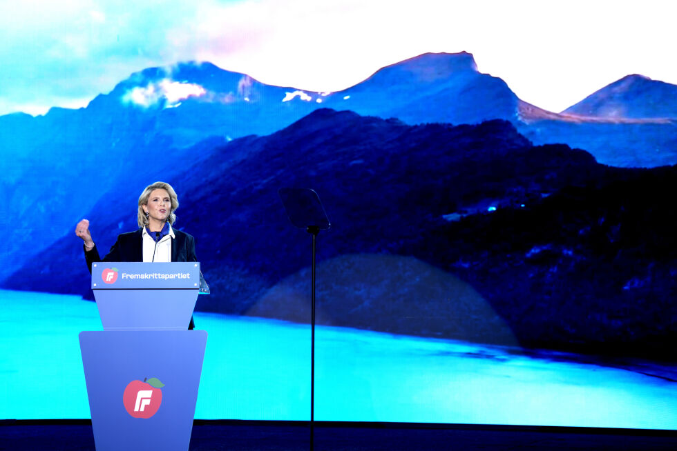 Sylvi Listhaug og Frp skal gjøre Norge «oljefritt» ved å ta opp all oljen på den norske sokkelen.
 Foto: Heiko Junge / NTB