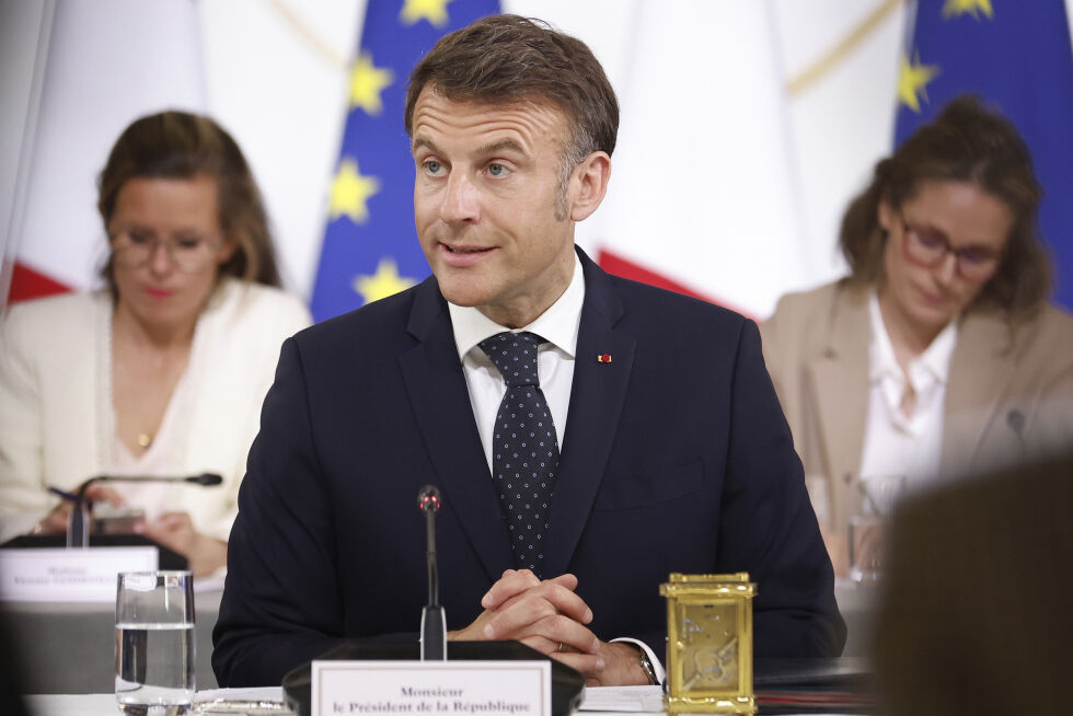 President Emmanuel Macron sier Frankrike trolig vil anerkjenne Palestina som selvstendig stat i juni.
 Foto: AP / NTB