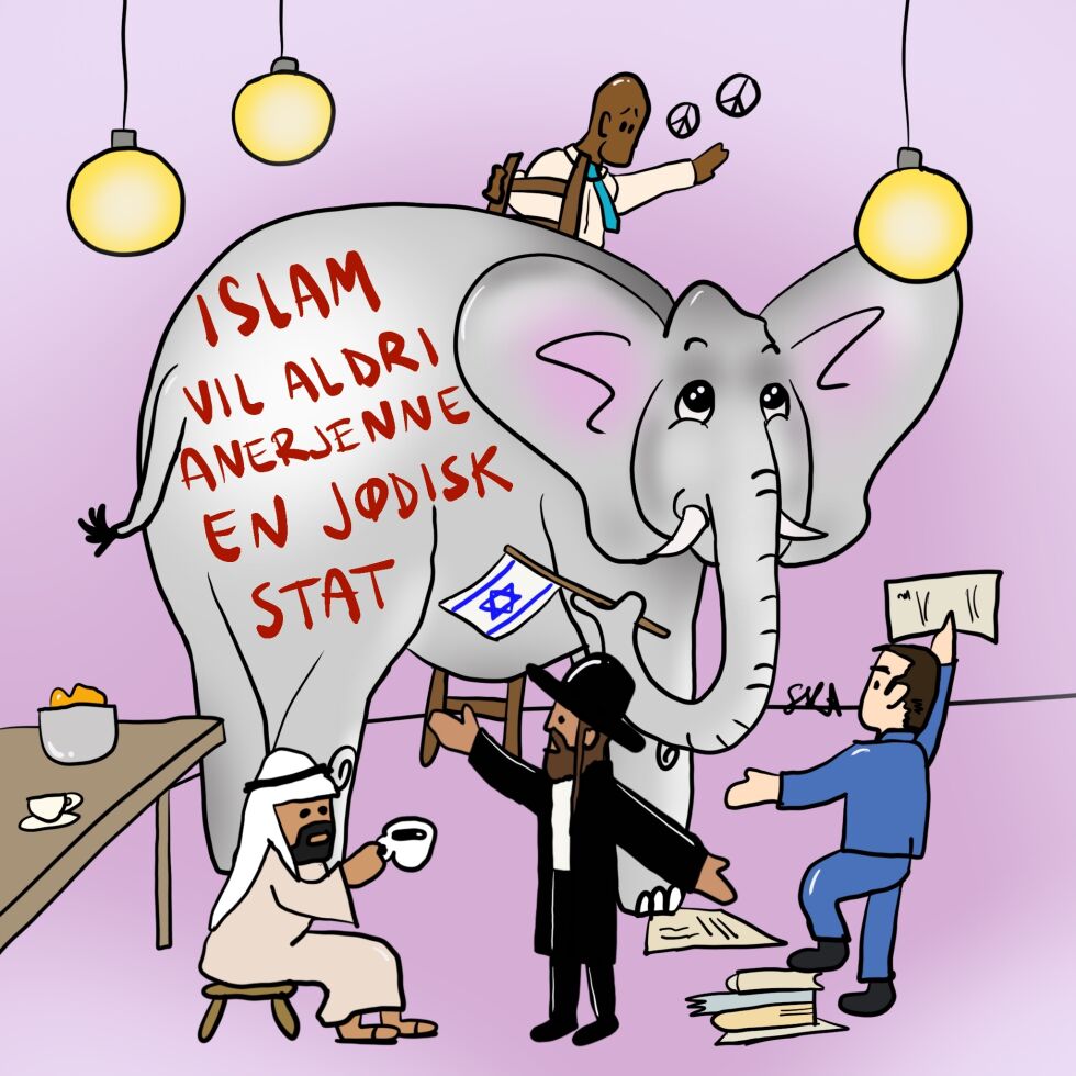 Elefanten i rommet: Elefanten i rommet er det tradisjonelle islams fortolkning av Sure 2:v 191. «Fordriv dem fra det som de har fordrevet oss fra», skriver NORGE IDAG på lederplass.
 Foto: Illustrasjon: SKA