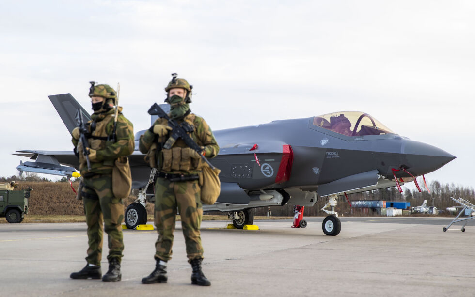 Forsvaret viser frem sine nye F-35 jagerfly på Rygge militære flyplass i Østfold onsdag 6. november 2019. Illustrasjonsbilde.
 Foto: Håkon Mosvold Larsen/NTB