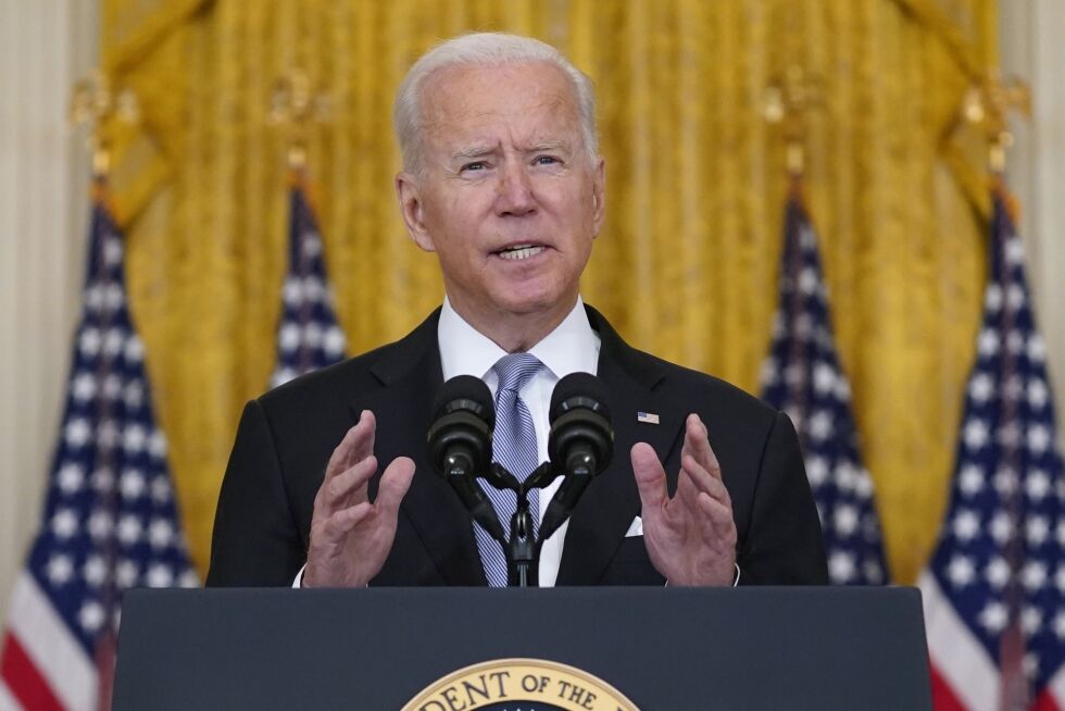 President Joe Biden i en TV-sendt tale: – USA vil handle raskt i Afghanistan hvis det er nødvendig for å hindre terrorhandlinger.
 Foto: Evan Vucci / AP / NTB