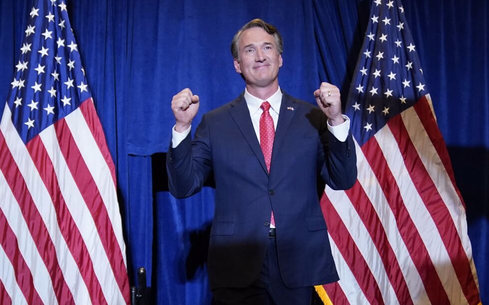 Den ferske republikaneren Glenn Youngkin blir ny guvernør i Virginia. Han slo demokraten Terry McAuliffe, som var delstatens guvernør fra 2014 til 2018.
 Foto: Andrew Harnik/NTB