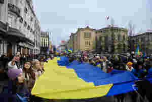 Solidaritet med Ukraina markert over hele landet