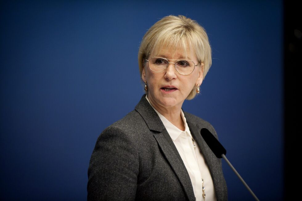 Utenriksminister Margot Wallström på pressekonferansen etter at den svenske regjeringen besluttet å anerkjenne Palestina som selvstendig stat.
 Foto: ANNIKA AF KLERCKER / TT / NTB scanpix