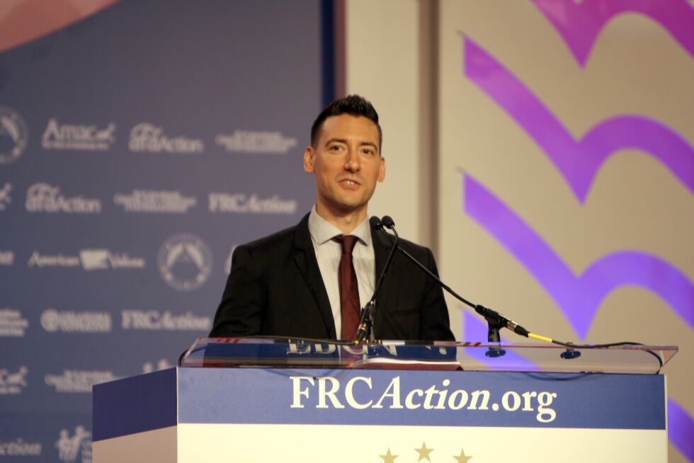 David Daleiden talte på Values Voter Summit i USA. Foto: Joel Ystebø