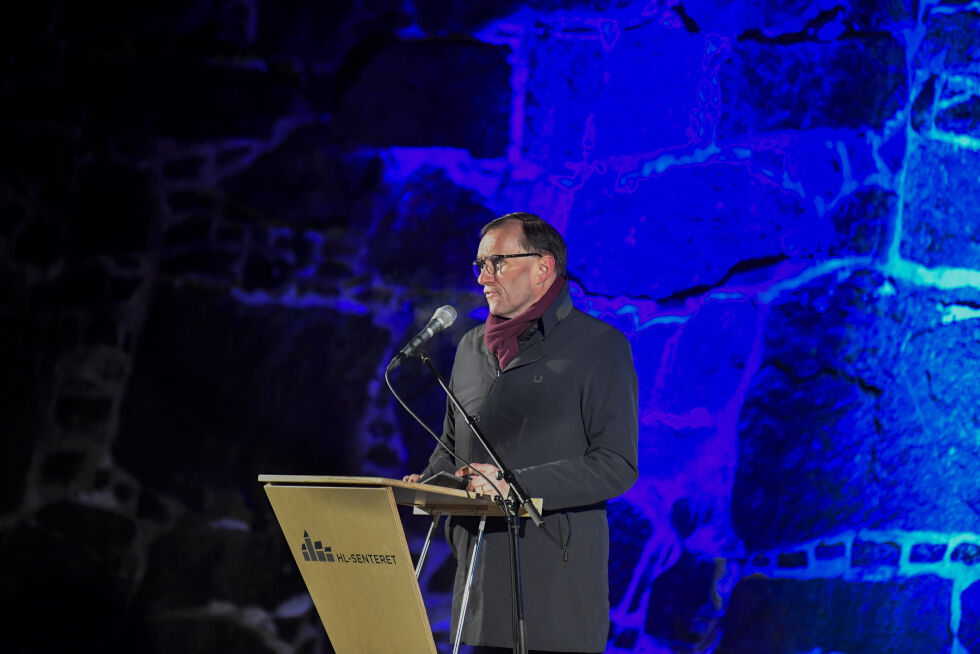 Utenriksminister Espen Barth Eide (Ap) holdt en appell under minnemarkeringen av den internasjonale Holocaustdagen lørdag.
 Foto: Annika Byrde / NTB