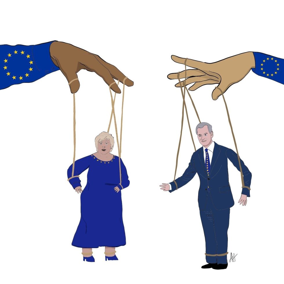 Styrt av EU?: – Hvordan kan deres solidaritet med andre europeiske land være sterkere enn solidariteten med den norske befolkning?
 Foto: Illustrasjon: AH