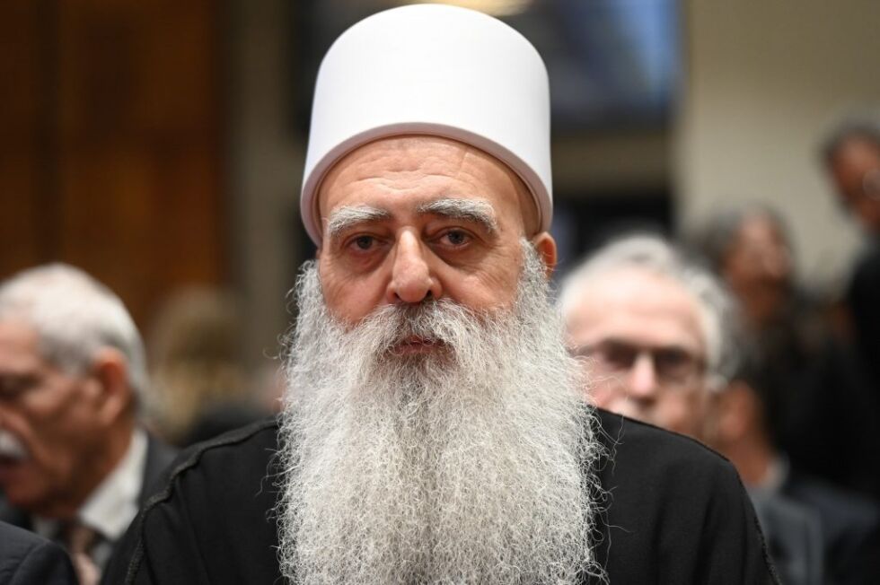Sjeik Muafak Tarif, åndelig leder for Israels drusiske samfunn, oppfordrer det internasjonale samfunnet til å beskytte syriske minoriteter mot radikale islamister.
 Foto: Yoav Dudkevitch/TPS-IL