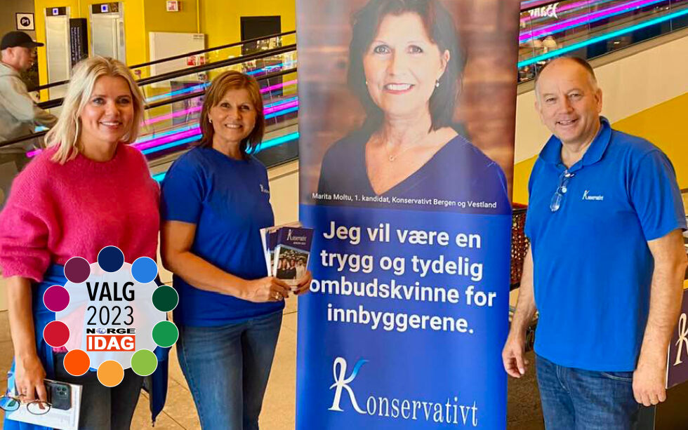 Valgkamp med vind i seilene: Thomas og Marita Moltu under valgkampen i Bergen.
 Foto: Facebook.