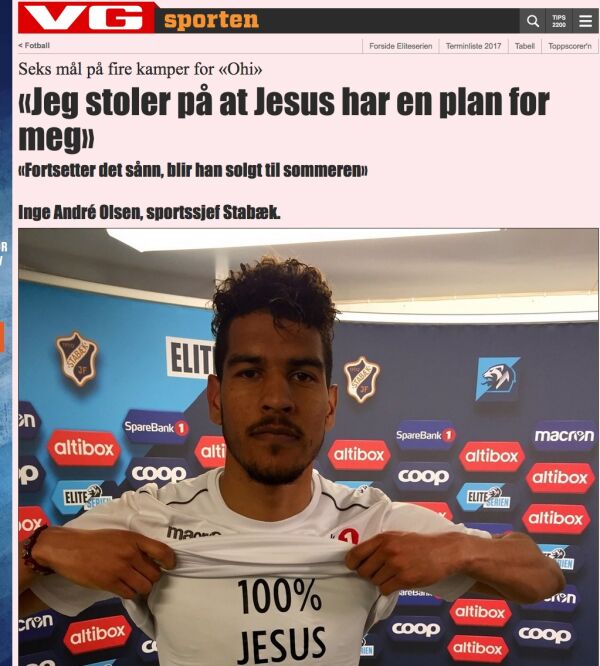 Stabæk-stjerne stoler på Jesus