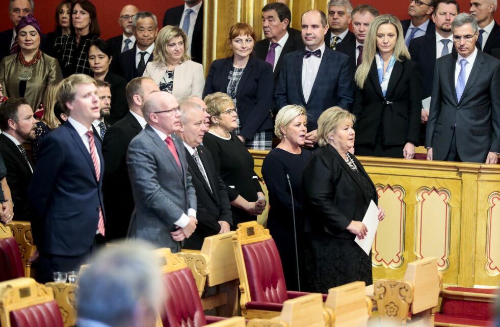 Statsminister Erna Solberg (H) kan ha holdt i trontalen for siste gang i denne perioden. KrFs valg om retning vil prege den neste måneden. Foto: Lise Åserud / NTB scanpix