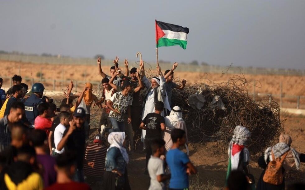 Bildet viser demonstranter under voldelige opptøyer og sammenstøt med IDF-soldatene på den sørlige Gazastripen, 25. august 2021. Illustrasjonsbilde.
 Foto: Majdi Fathi/TPS