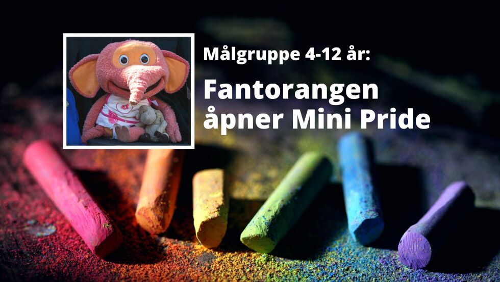 DRAS INN I PRIDE: Fantorangen, velkjent fra flere NRK-programmer for små barn, skal åpne Mini Pride på Youngstorget i Oslo lørdag 18. juni.
 Foto: Heiko Junge / NTB og Unsplash / illustrasjonsbilde