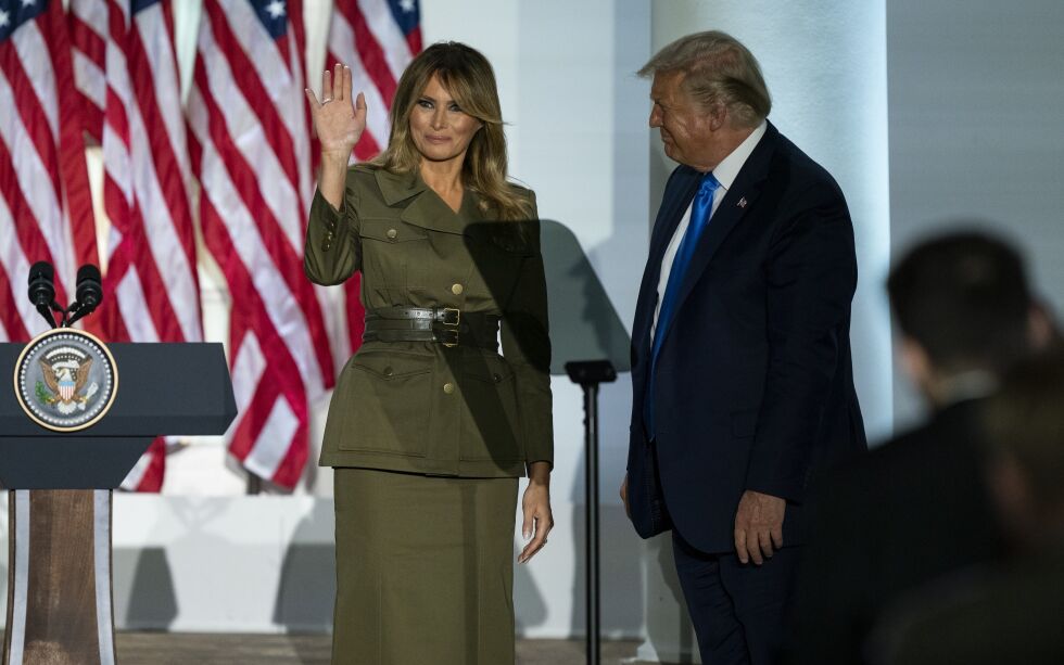 Presidentens kone Melania Trump, som var hovedtaler på dag to av Republikanernes landsmøte, sier Donald Trump er USAs håp for framtiden.
 Foto: Evan Vucci / NTB scanpix