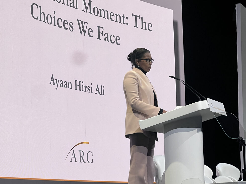 Ayaan Hirsi Ali var blant hovedtalerne under ARC 2025.
 Foto: Trine Overå Hansen