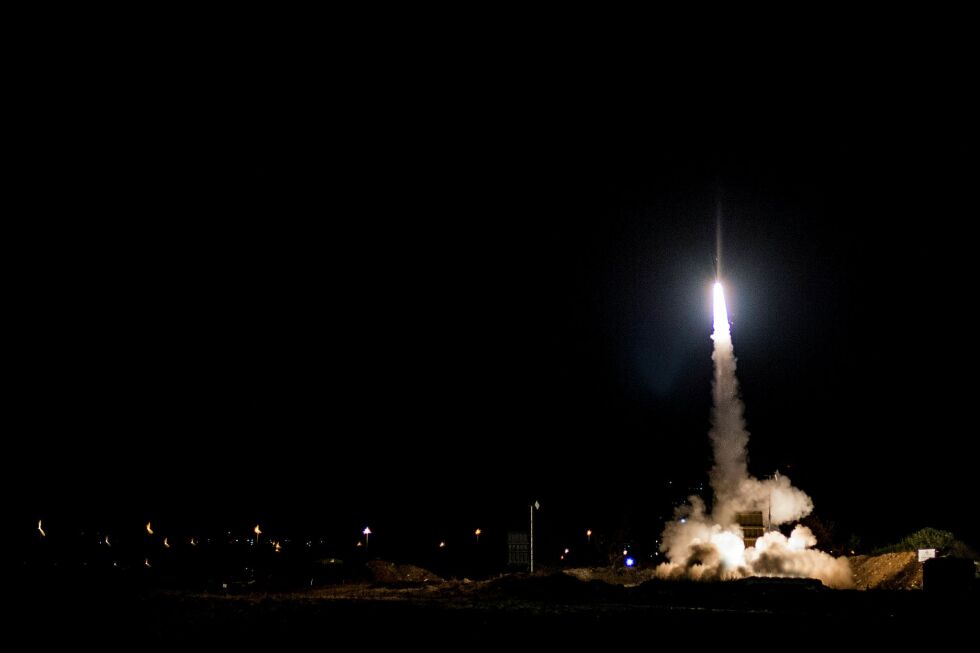 Rakettskjoldet Iron Dome under rakettangrep mot Israel.
 Foto: Kobi Richter/TPS