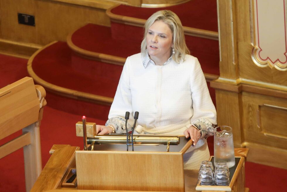 Fremskrittspartiets leder Sylvi Listhaug under muntlig spørretime onsdag 11. oktober 2023.
 Foto: Emilie Holtet / NTB