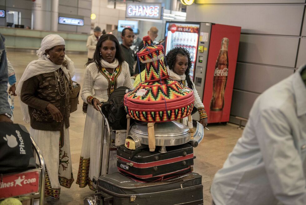 Immigranter fra Etiopia ankommer Ben Gurion flyplass i Israel.
 Foto: Kobi Richter/TPS