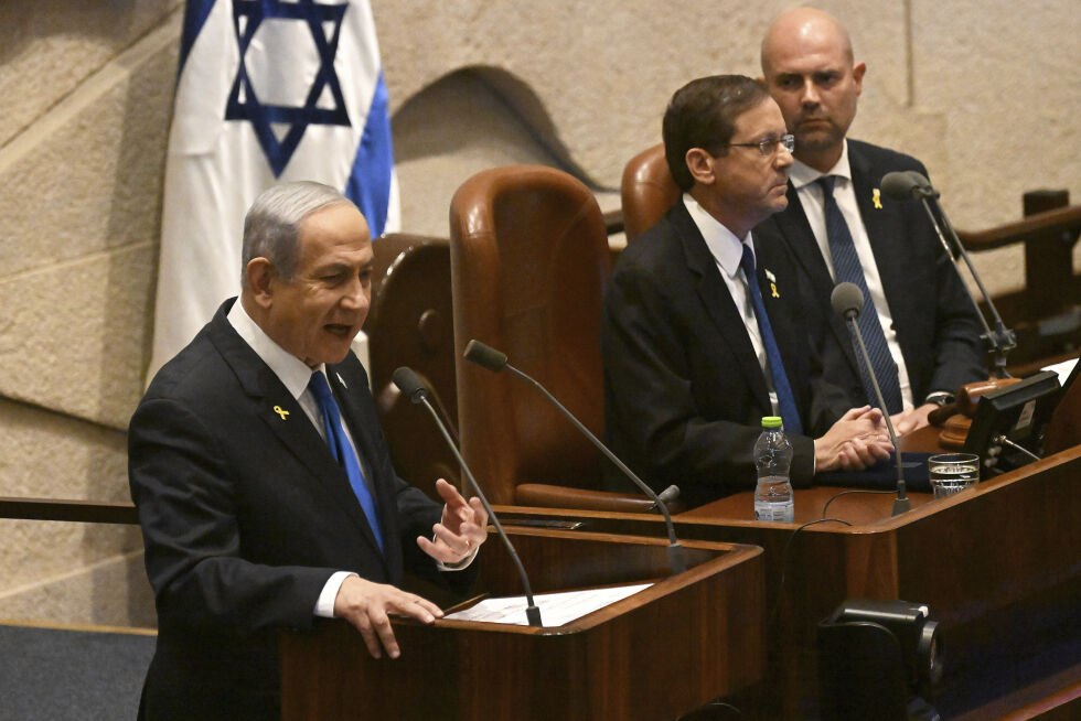 Israels statsminister Benjamin Netanyahu under en tale i Knesset i oktober i fjor. Illustrasjonsfoto.
 Foto: Debbie Hill / AP / NTB