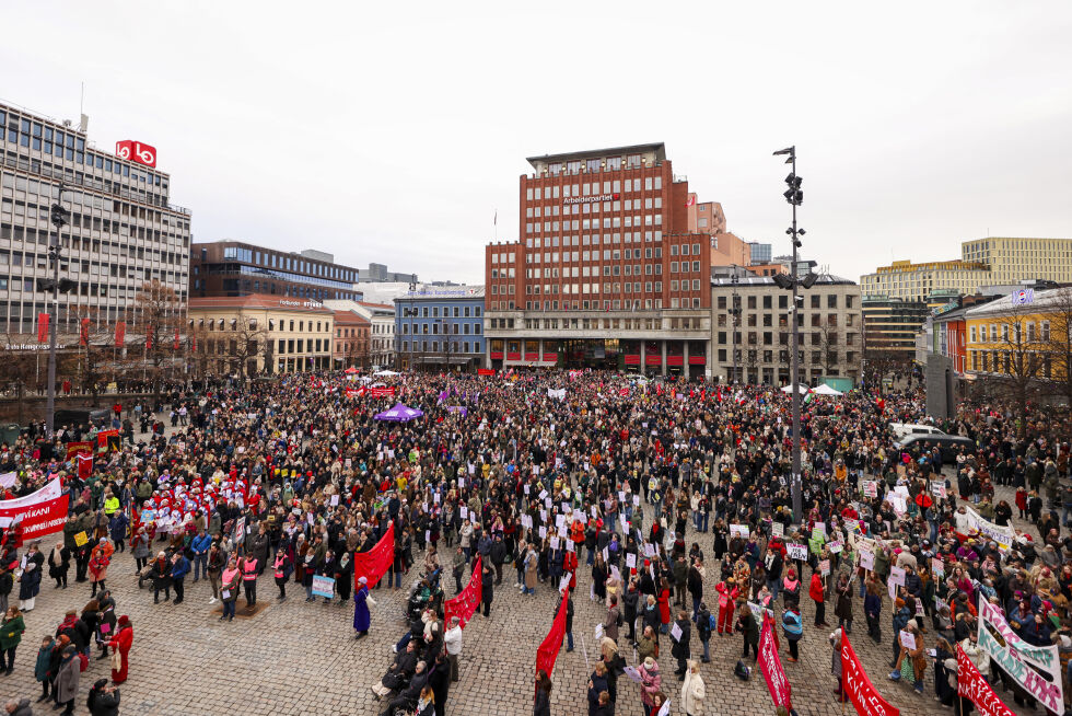 Det offisielle 8.mars-arrangementet i Oslo på Den internasjonale kvinnedagen.
 Foto: Amanda Pedersen Giske / NTB
