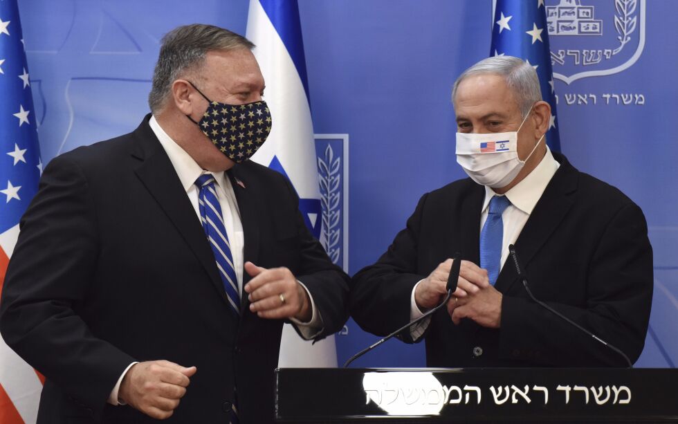 USAs utenriksminister Mike Pompeo er en stor Israelsvenn. I dag besøker han Golanhøydene, noe som ikke har vært offisiell utenrikspolitikk fra Amerika.
 Foto: NTB
