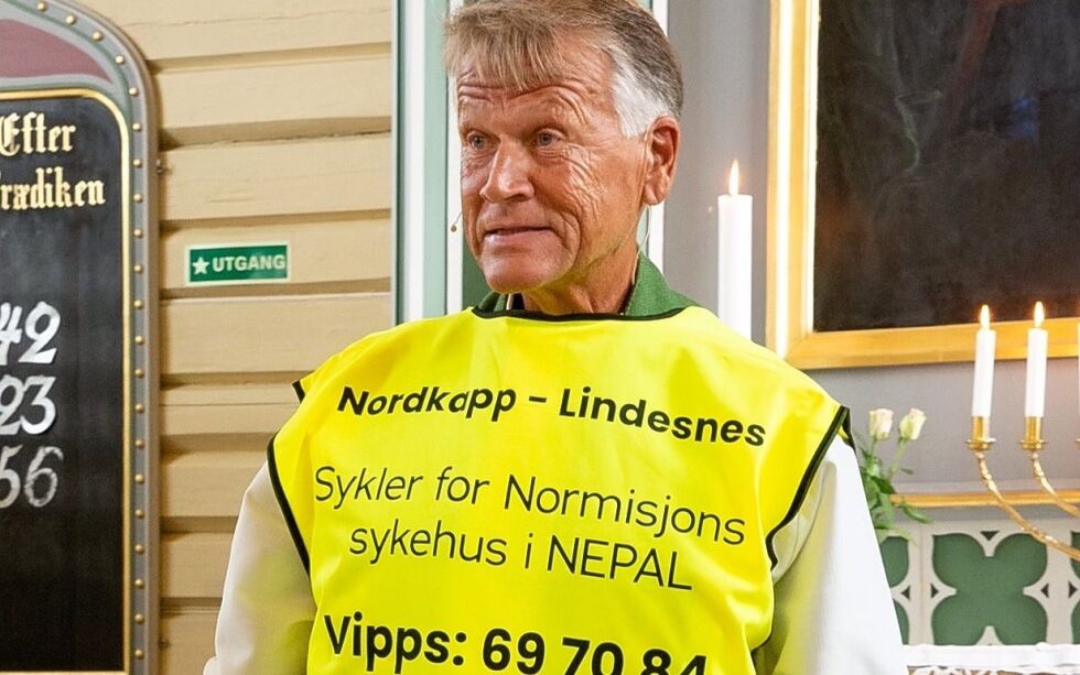 Inge Berg Pettersen har virket i 26 år som prest i Den norske kirke. Den 1. august holdt han sin siste gudstjeneste i Hisøy kirke før han ble pensjonist. Dagen etter startet han på sykkelturen fra Nordkapp til Lindesnes.
 Foto: Privat