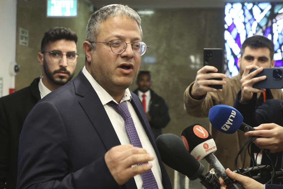 Israels minister for nasjonal sikkerhet, Itamar Ben-Gvir frykter at en gisselavtale med Hamas kan føre til katastrofe for Israel på et senere tidspunkt.
 Foto: Gil Cohen-Magen/AP/NTB