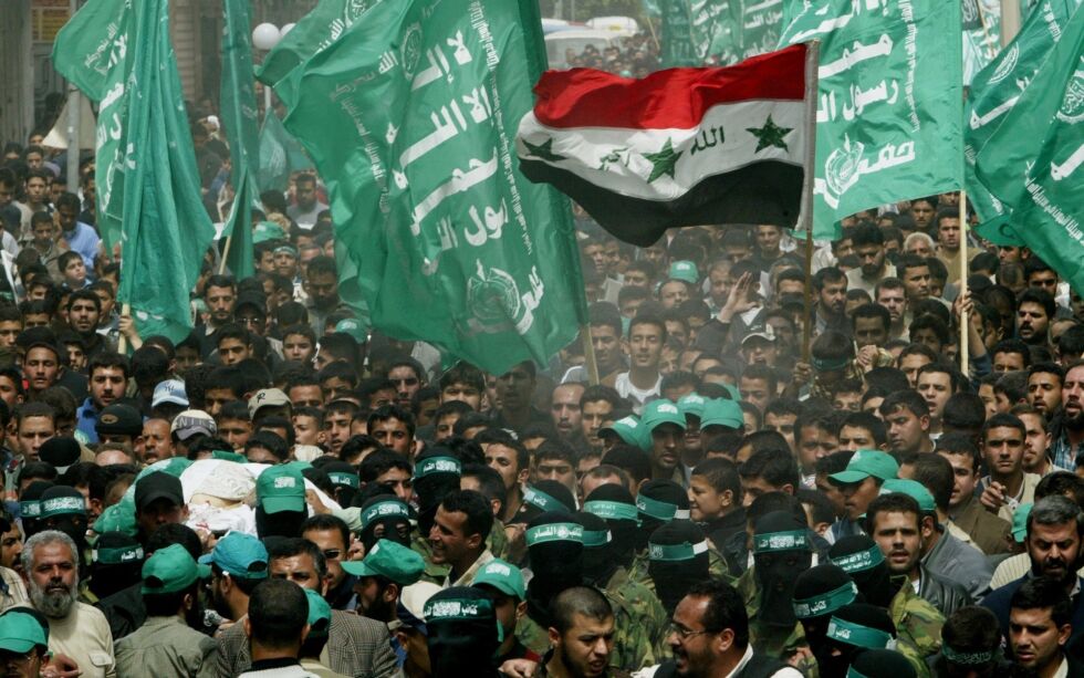 Det grønne flagget til terrororganisasjonen Hamas blir forbud i Tyskland. Også flagget til terrororganisasjonen Hizbollah blir forbudt i landet.
 Foto: Kevin Frayer