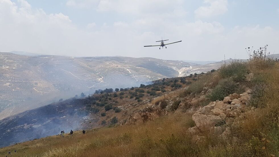 Brann i Yitzhar på Vestbredden.
 Foto: Nadav Goldstien/TPS
