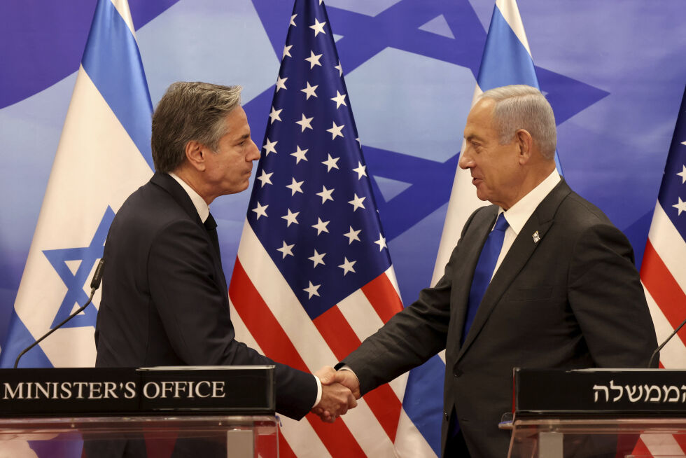 USAs utenriksminister Antony Blinken og Israels statsminister Benjamin Netanyahu i Jerusalem 30. januar 2023.
 Foto: Ronaldo Schemidt/Pool via AP/NTB.