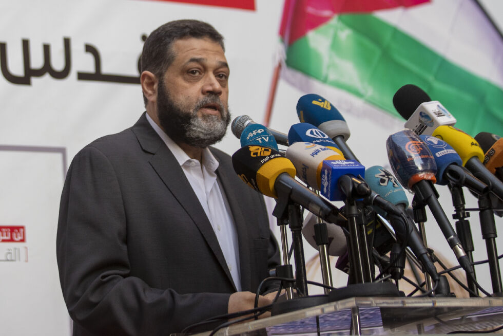 Hamas-lederen Osama Hamdan sitter i det mektige Politbyrået til bevegelsen. Her fra en pressekonferanse i Beirut i 2021.
 Foto: AP Photo/Hassan Ammar/NTB.