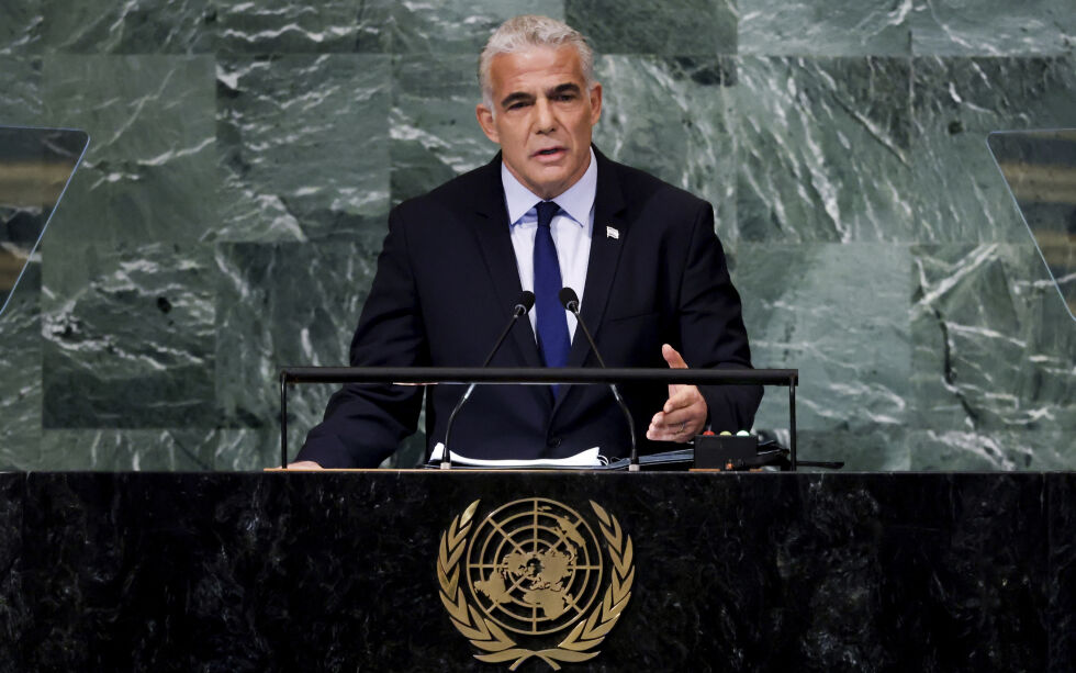 Israels statsminister Yair Lapid adresserte FNs generalsamling forrige uke.
 Foto: Julia Nikhinson/Ap/NTB